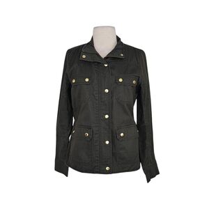 J. Crew Resin Coated Olive Brown Military Field Jacket